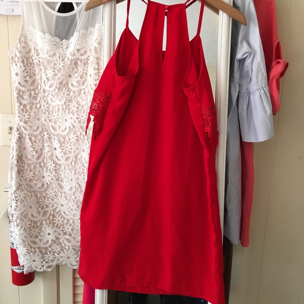 Red Satin Razorback Tank Dress - Picture 4 of 4